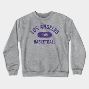 Retro 1985 Los Angeles Basketball Distressed Varsity Logo (Purple) Crewneck Sweatshirt